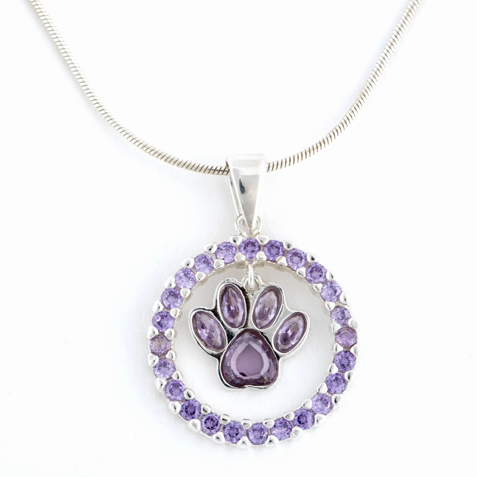 All Over Shine Sterling Paw Print Necklace