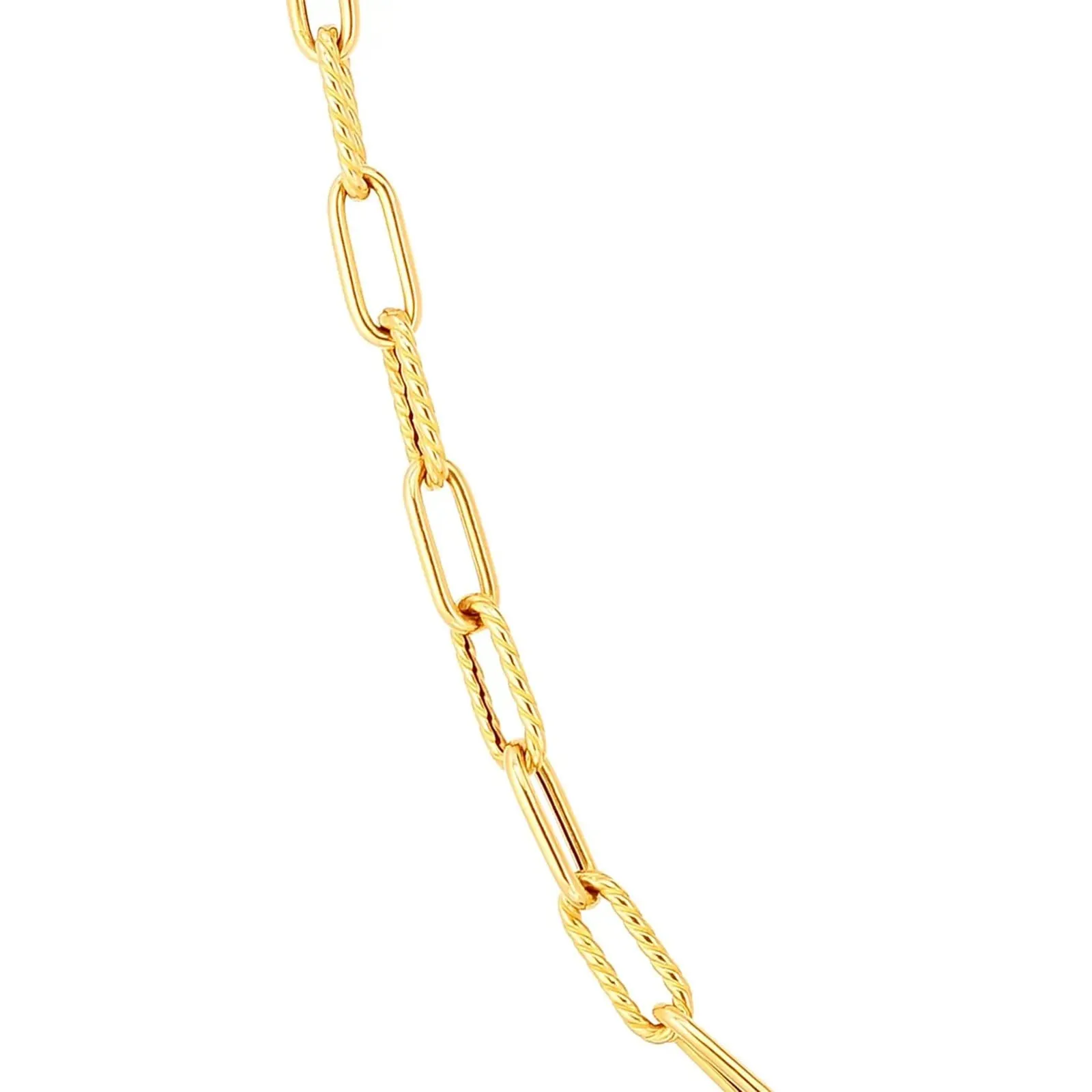 Alternating Polished and Fluted Paperclip Link Necklace (22 inches)