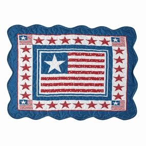 American Stars and Stripes Blue Border Scallop Pillow Sham pillowcases,cotton pillow covers,bed linen