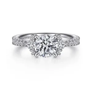 Ami - 14K White Gold Round Three Stone Diamond Engagement Ring (Setting Only)