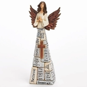 Angel Figruine with Words of Encouragement and Prayers Decorative Mirror,Home Decor Mirror