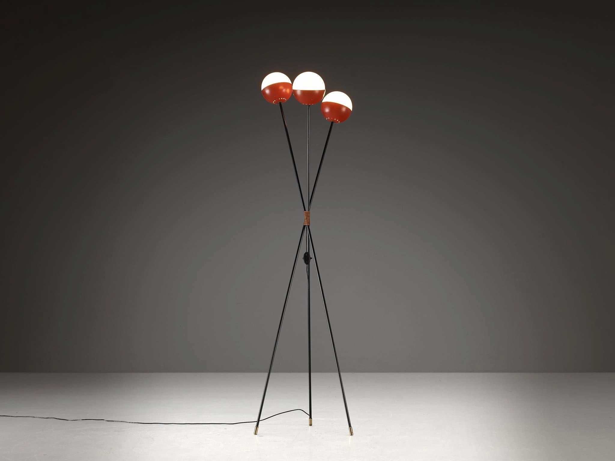 Angelo Brotto for Esperia Floor Lamp in Metal, Opaline Glass and Cane Knife Set,Kitchen Knives