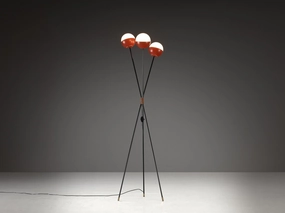 Angelo Brotto for Esperia Floor Lamp in Metal, Opaline Glass and Cane Knife Set,Kitchen Knives