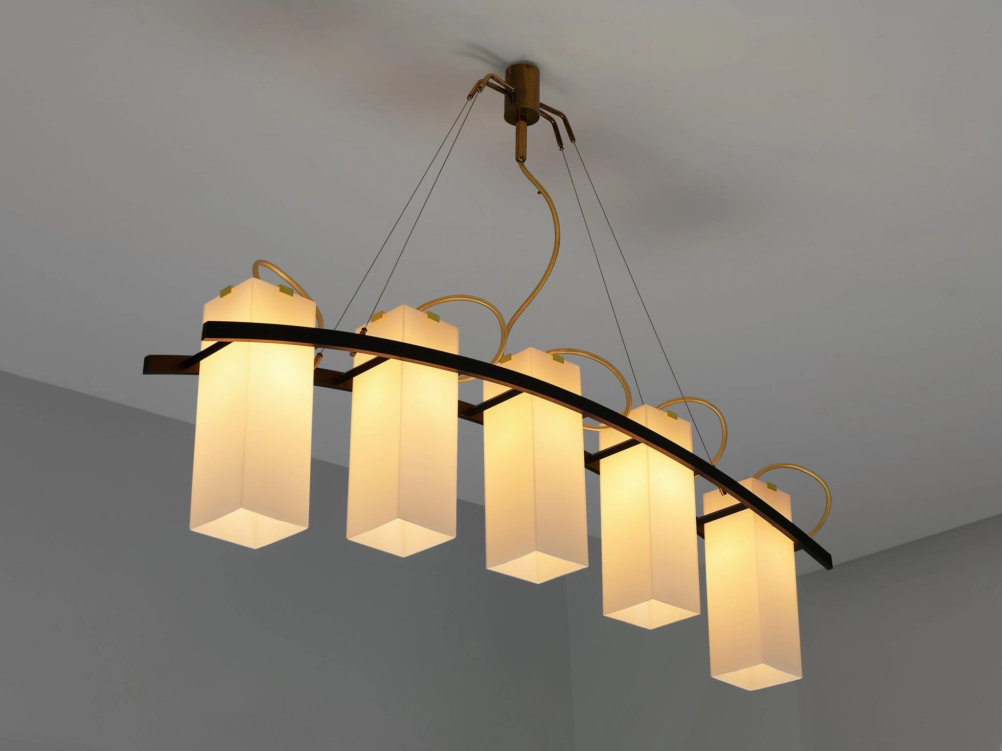 Angelo Lelii for Arredoluce Chandelier '12701' in Brass and Opaline Glass Knife Set,Kitchen Knives