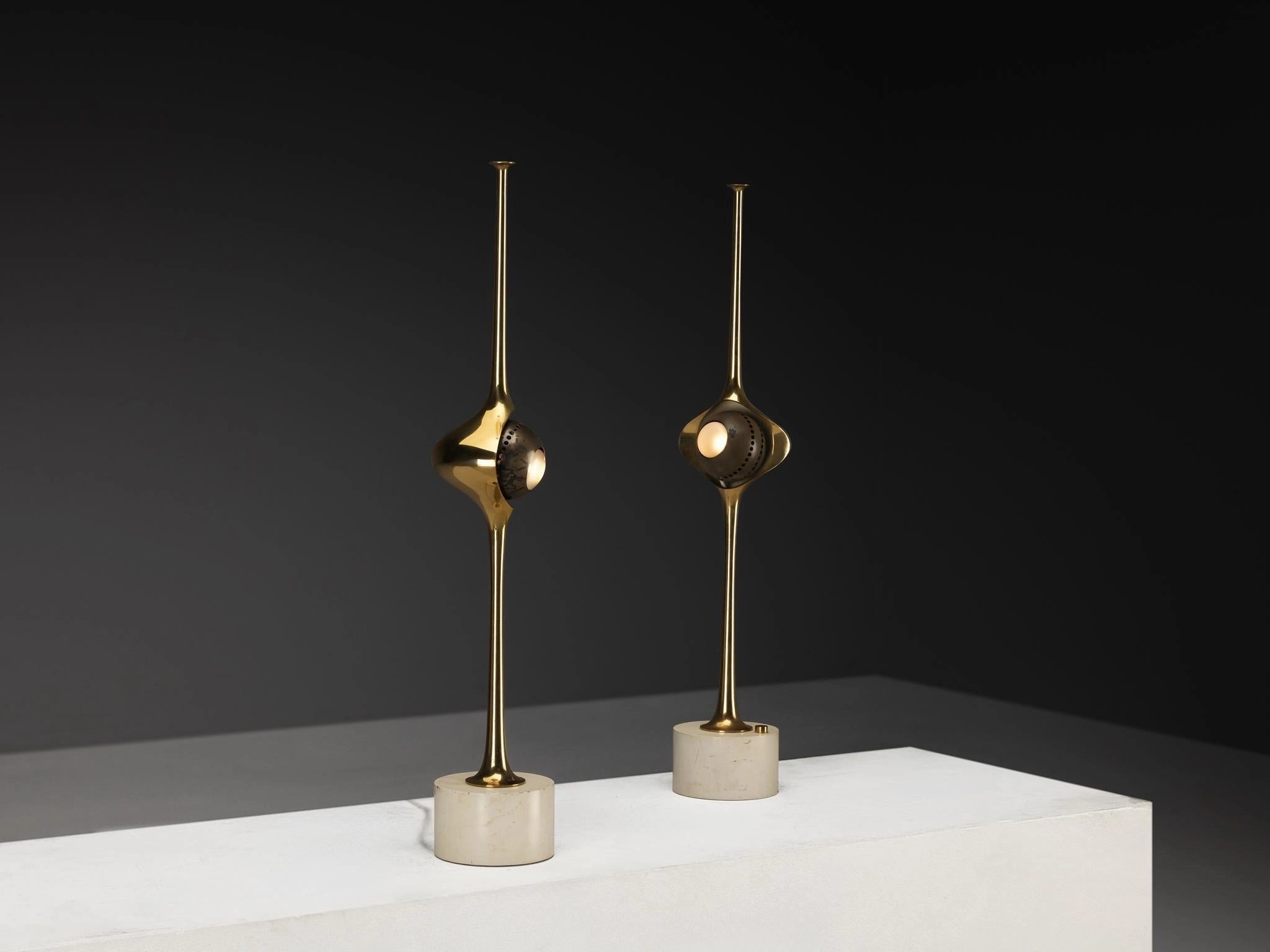 Angelo Lelii for Arredoluce Cobra Table Lamps in Brass