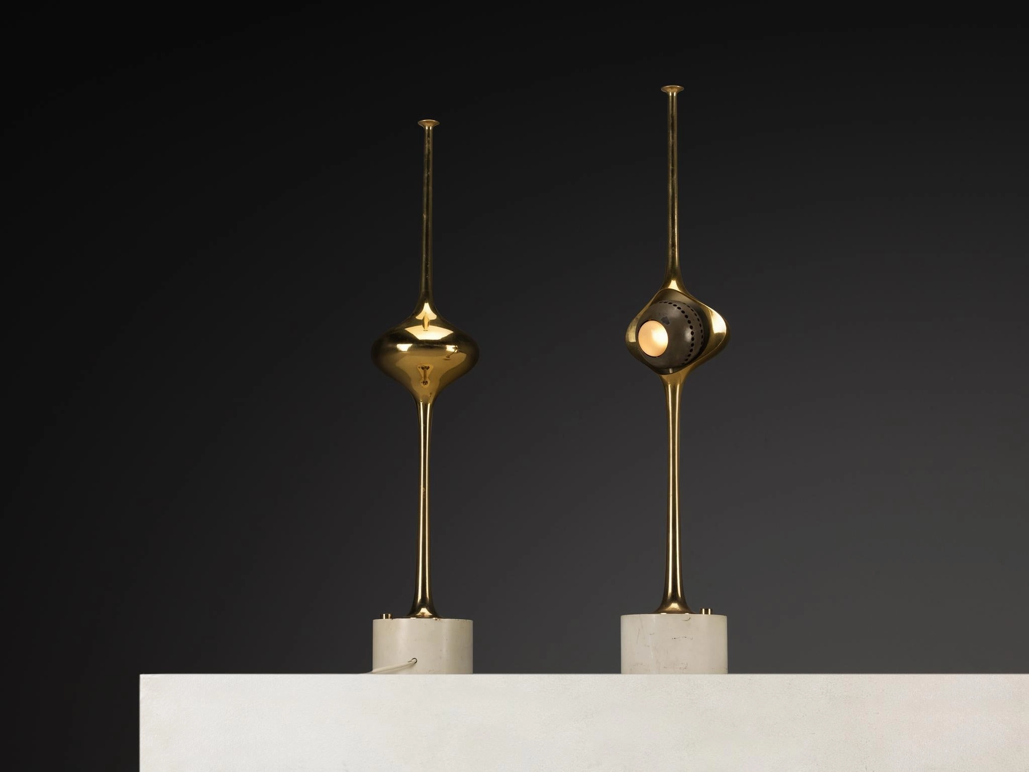 Angelo Lelii for Arredoluce Cobra Table Lamps in Brass