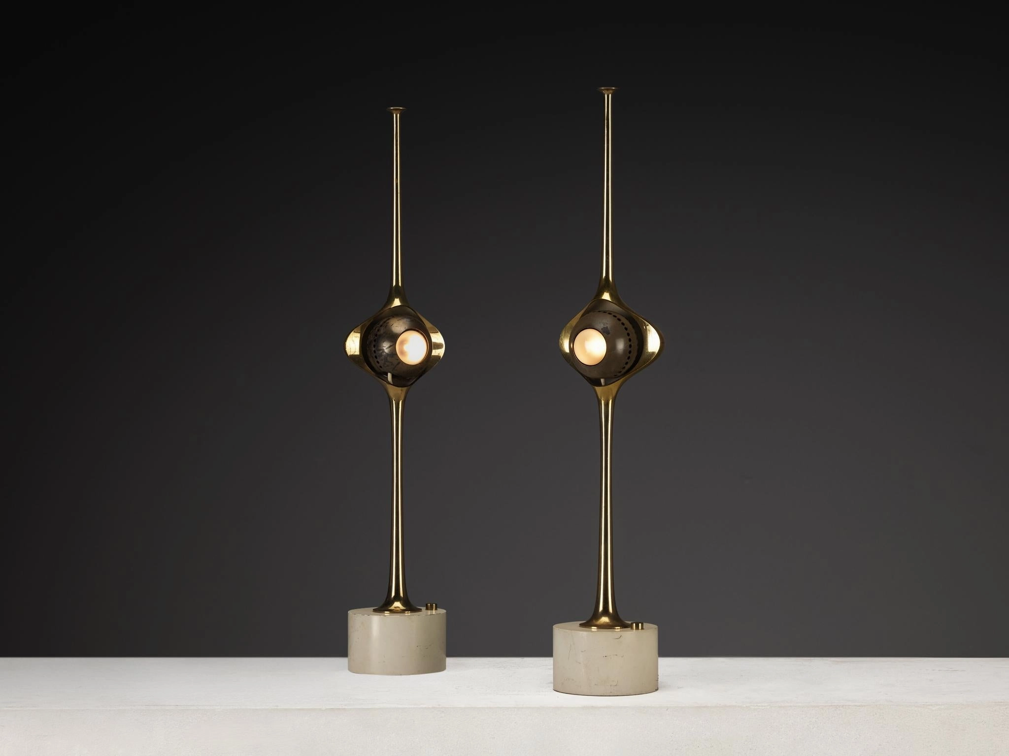 Angelo Lelii for Arredoluce Cobra Table Lamps in Brass Knife Set,Kitchen Knives