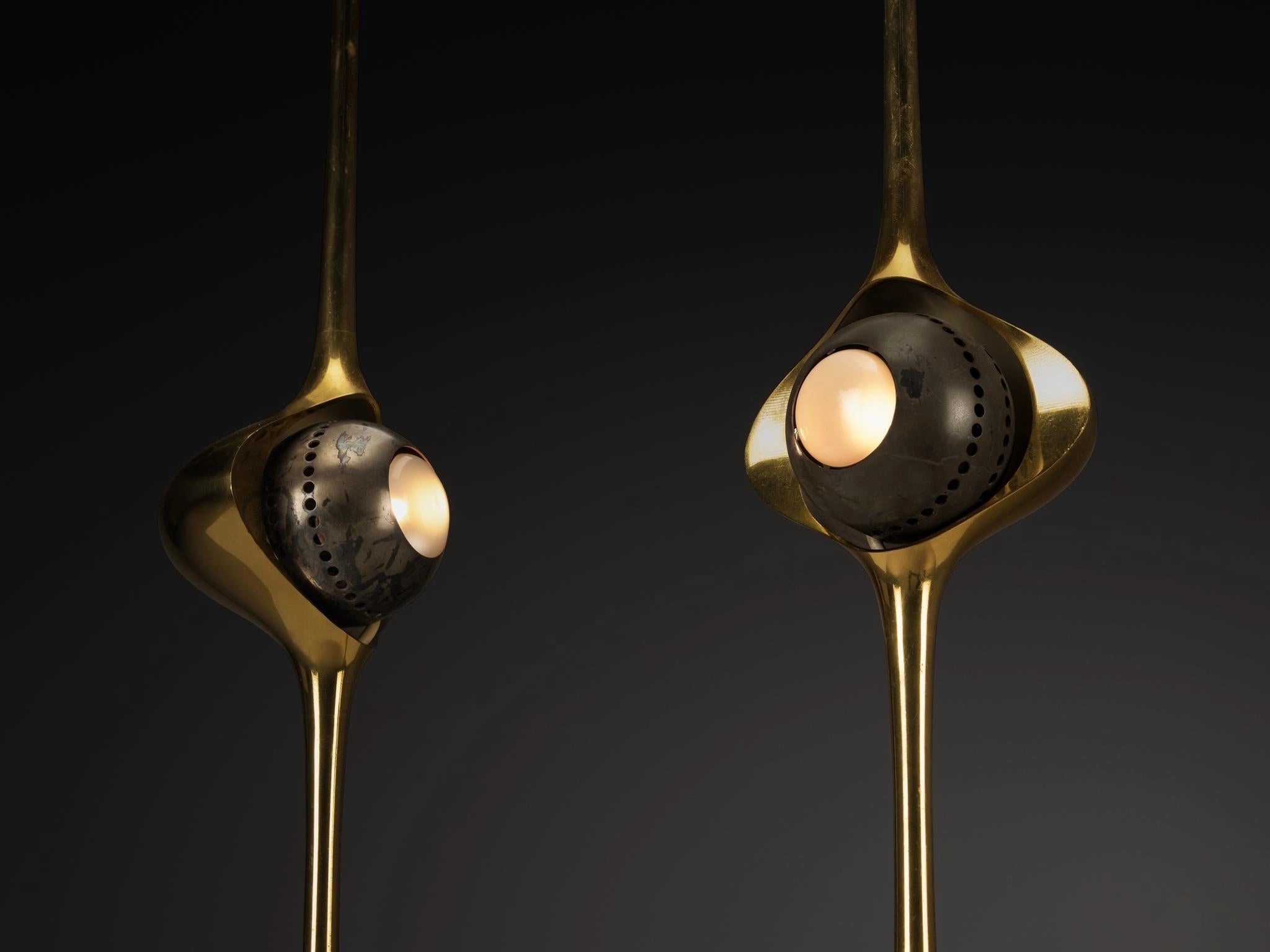 Angelo Lelii for Arredoluce Cobra Table Lamps in Brass