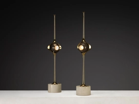 Angelo Lelii for Arredoluce Cobra Table Lamps in Brass Knife Set,Kitchen Knives
