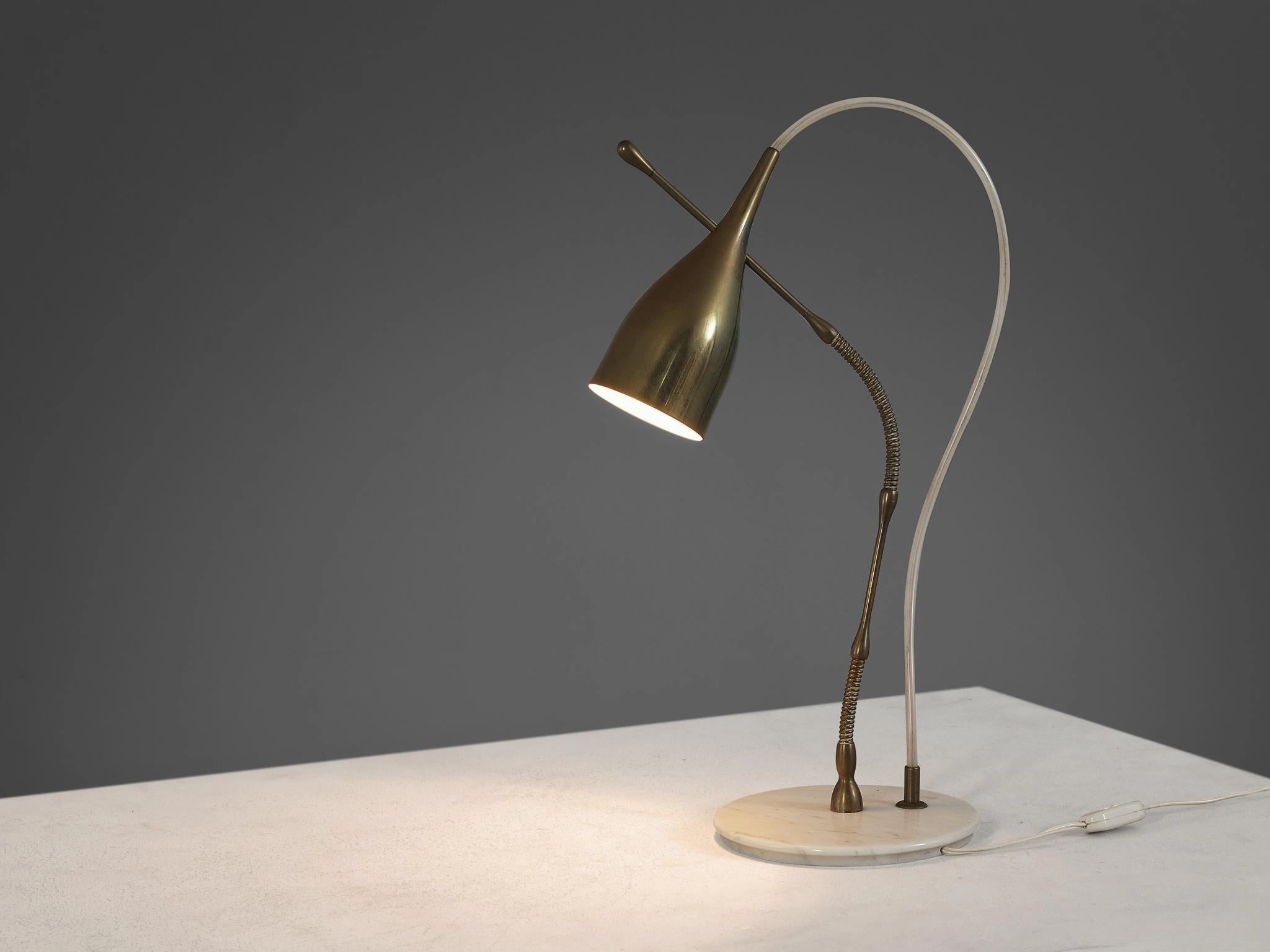 Angelo Lelii for Arredoluce Lucinella Table Lamp in Brass and Marble