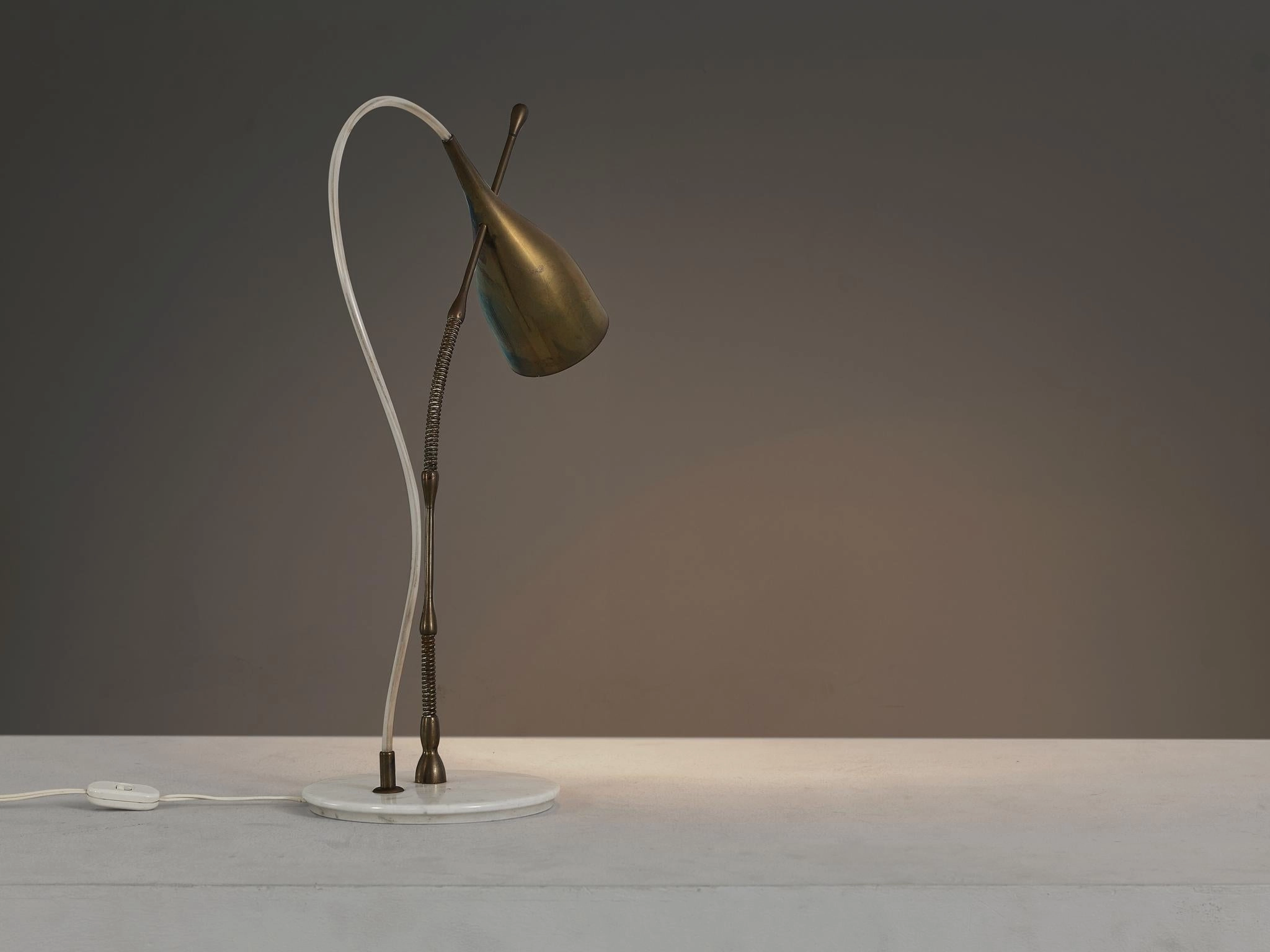 Angelo Lelii for Arredoluce Lucinella Table Lamp in Brass and Marble