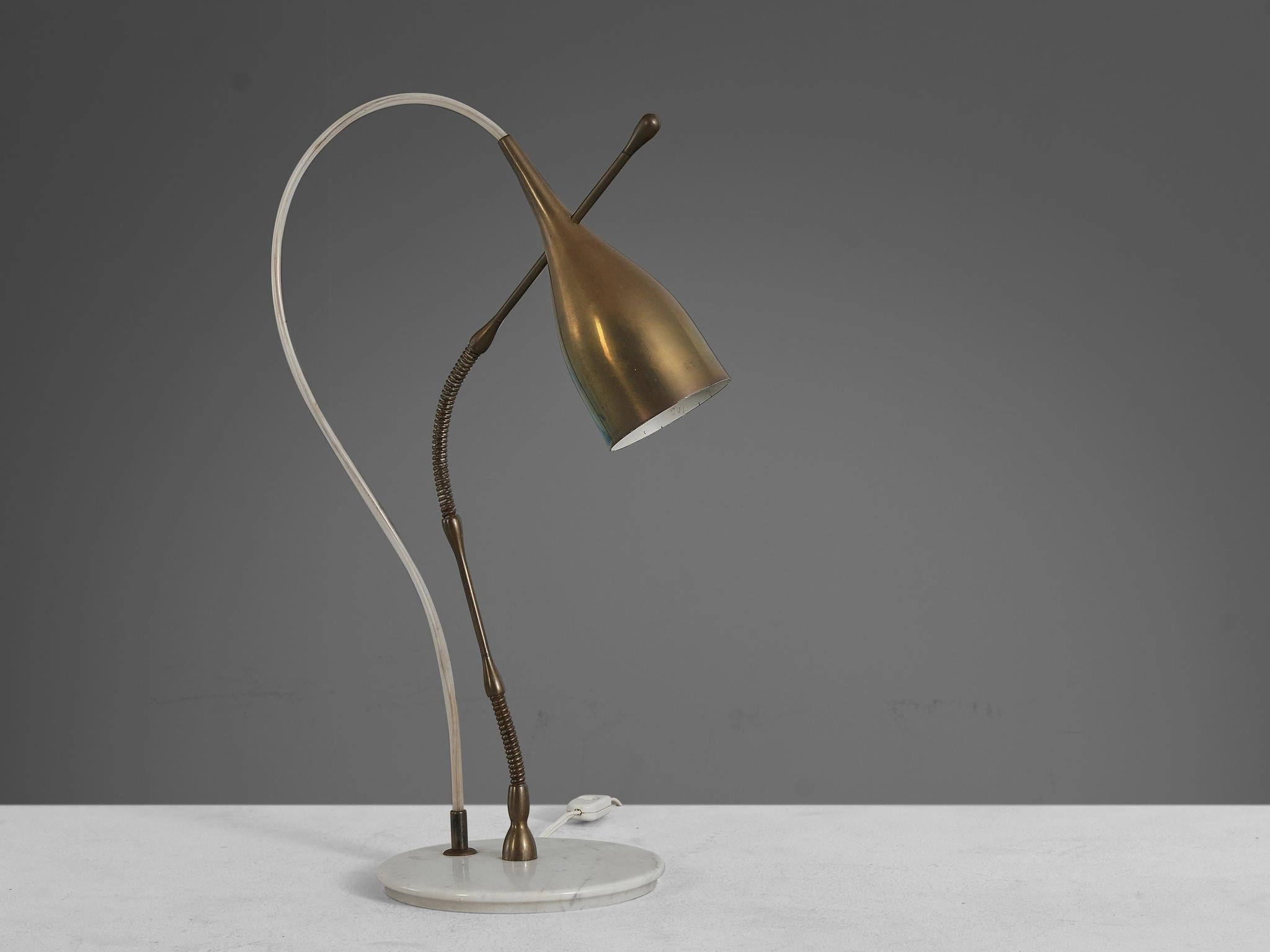 Angelo Lelii for Arredoluce Lucinella Table Lamp in Brass and Marble