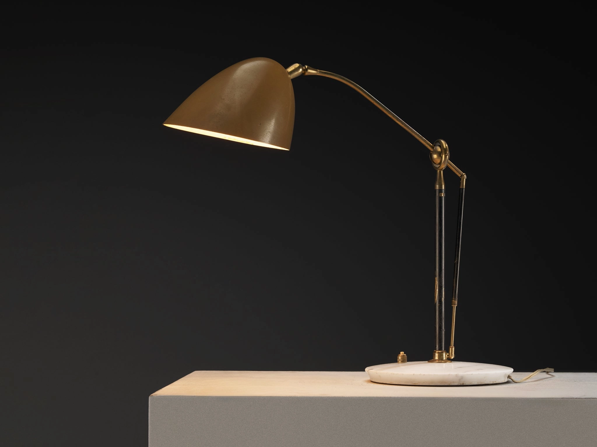 Angelo Lelii for Arredoluce Rare Table Lamp in Marble and Brass