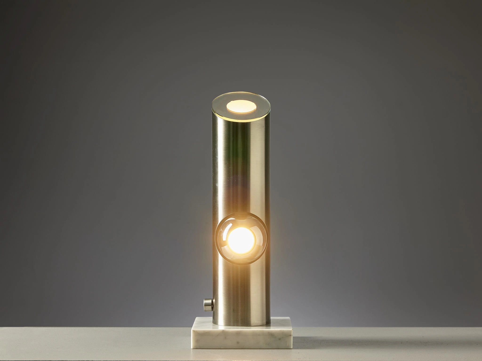 Angelo Lelii for Arredoluce Table Lamp in Marble and Brushed Steel