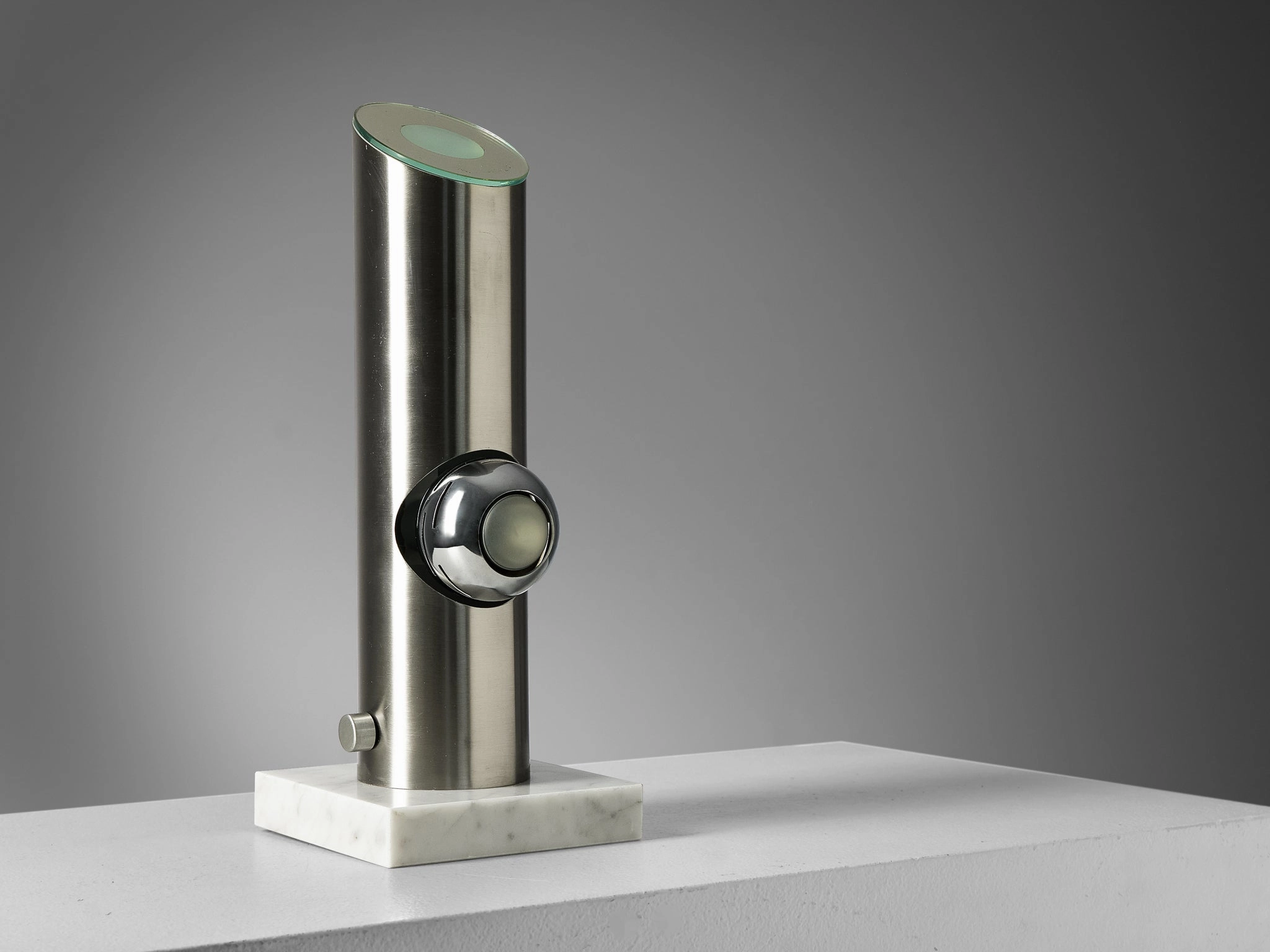 Angelo Lelii for Arredoluce Table Lamp in Marble and Brushed Steel