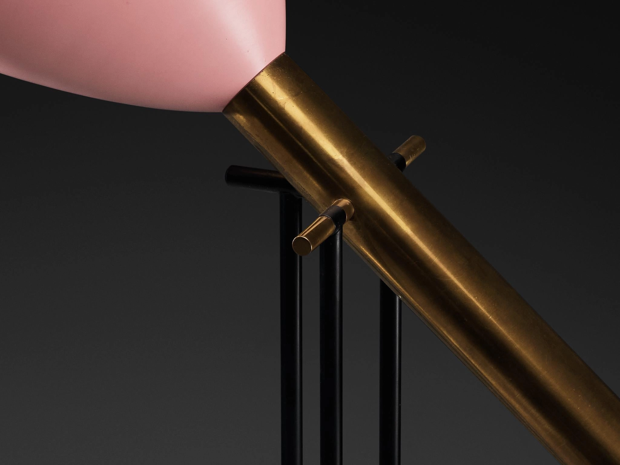 Angelo Lelii for Arredoluce Televisione Floor Lamp in Brass and Aluminum