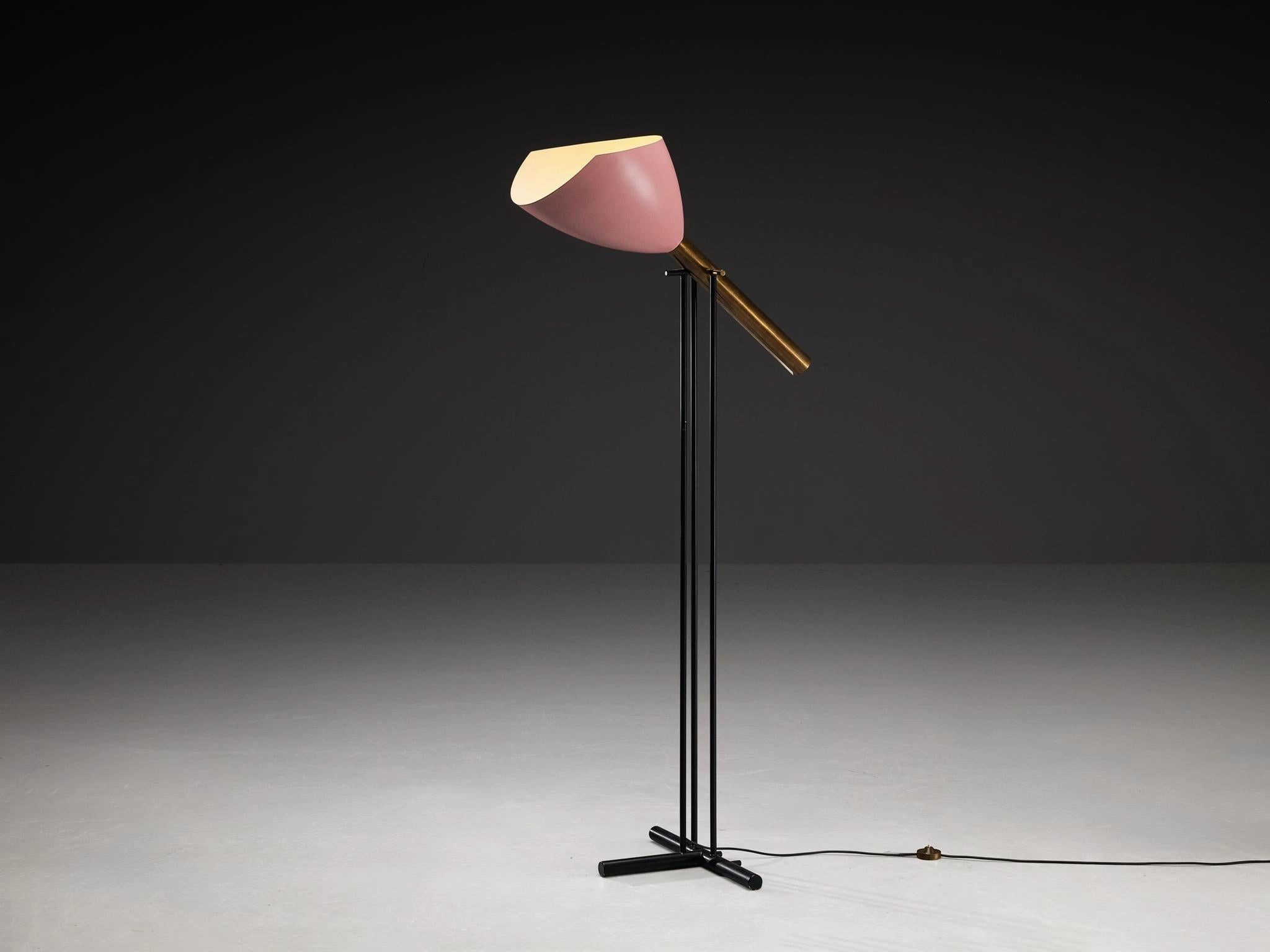 Angelo Lelii for Arredoluce Televisione Floor Lamp in Brass and Aluminum
