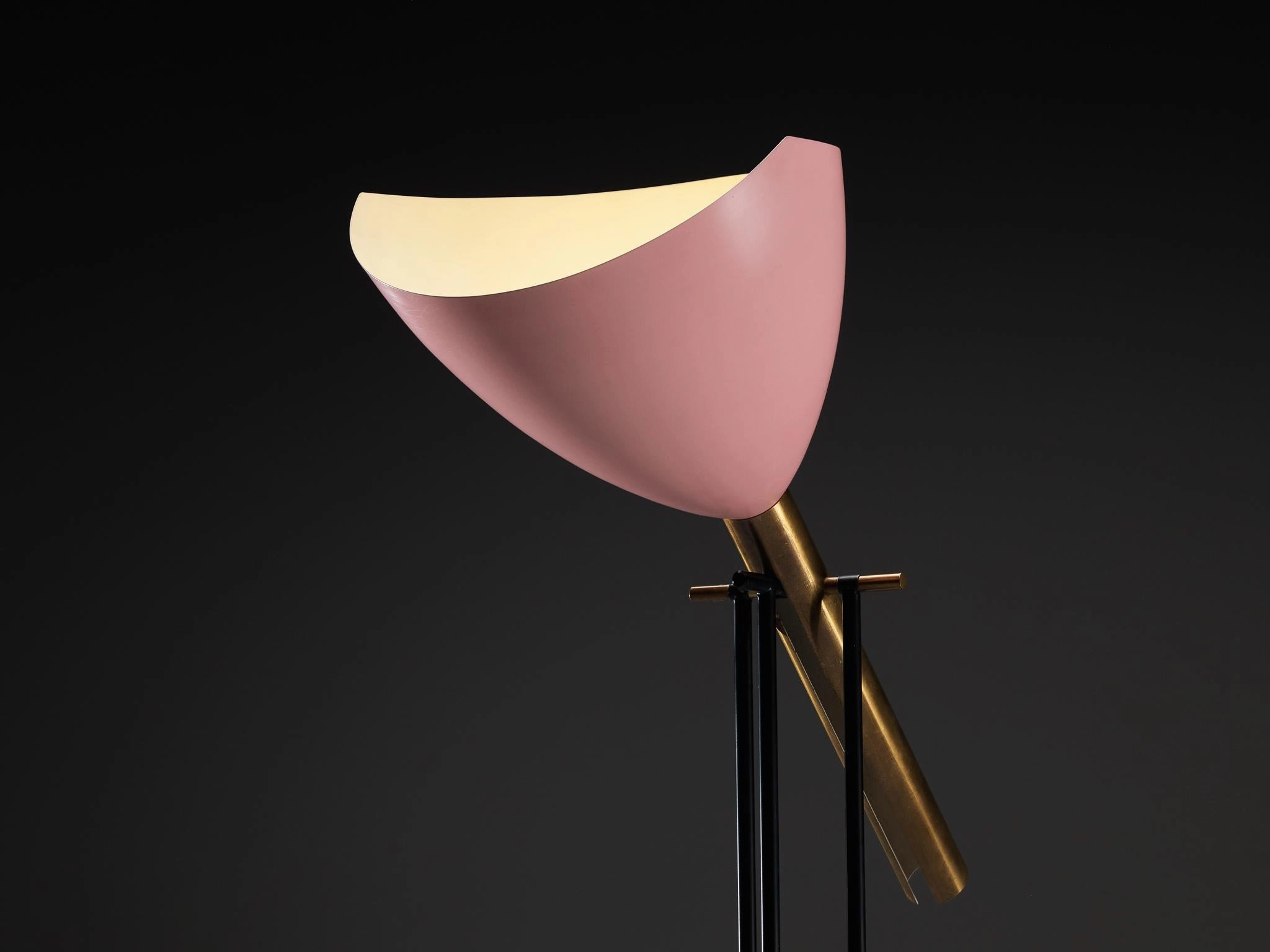 Angelo Lelii for Arredoluce Televisione Floor Lamp in Brass and Aluminum
