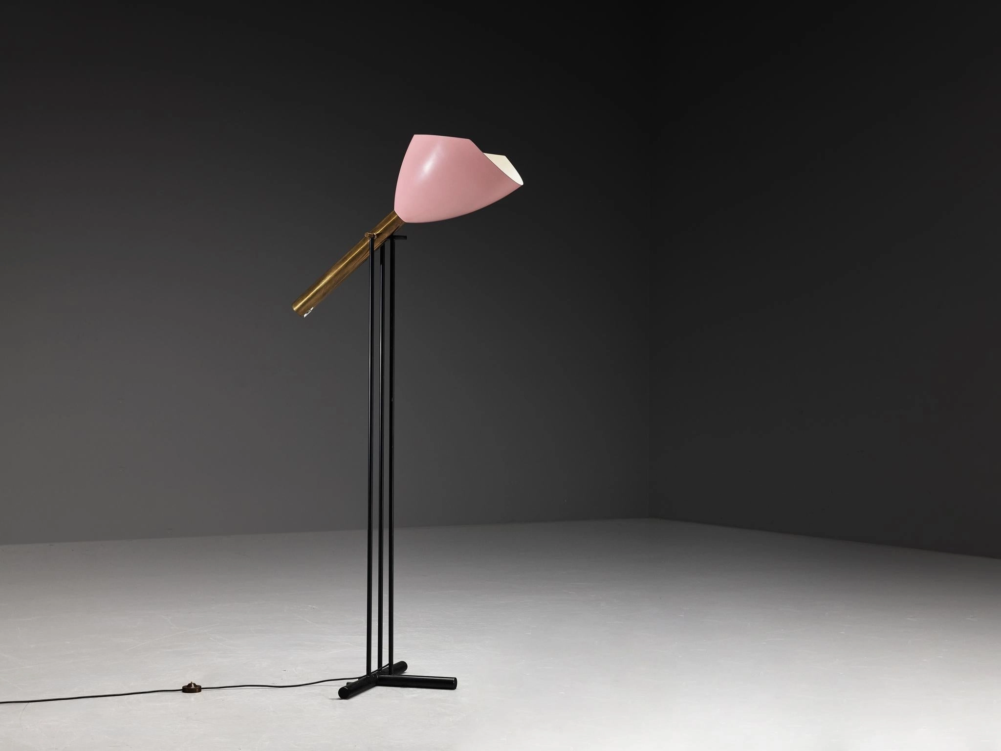 Angelo Lelii for Arredoluce Televisione Floor Lamp in Brass and Aluminum