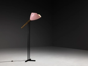 Angelo Lelii for Arredoluce Televisione Floor Lamp in Brass and Aluminum Knife Set,Kitchen Knives
