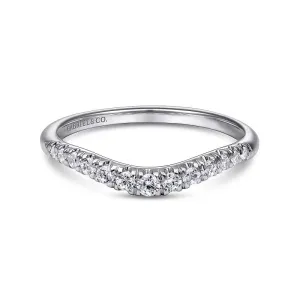 Annecy - Curved 14K White Gold French Pave Diamond Wedding Band - 0.25 ct