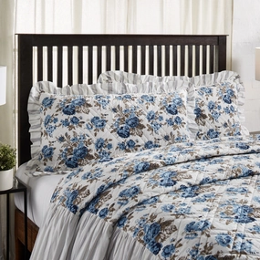 Annie Floral Sham - Blue or Portabella pillowcases,cotton pillow covers,bed linen