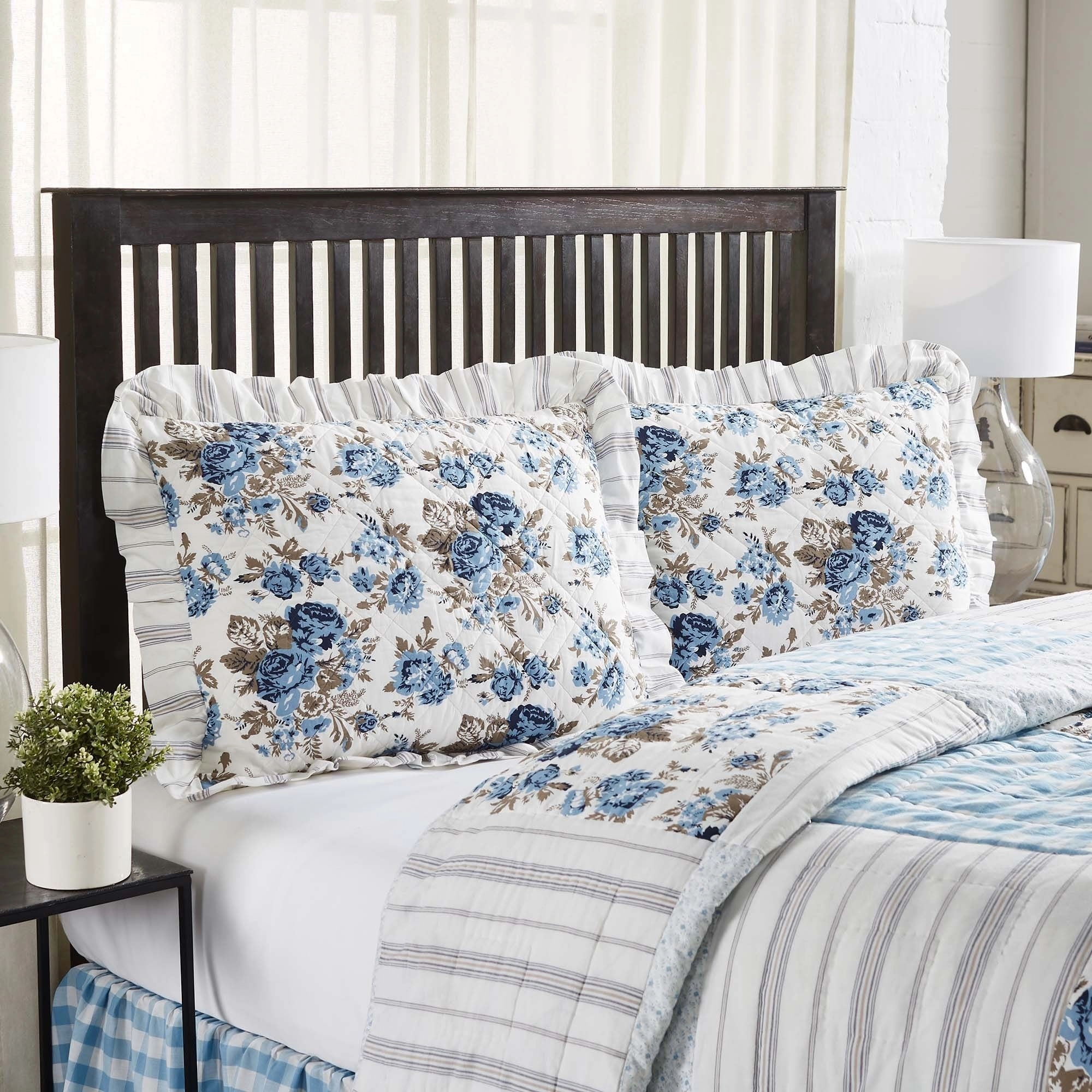 Annie Floral Sham - Blue or Portabella