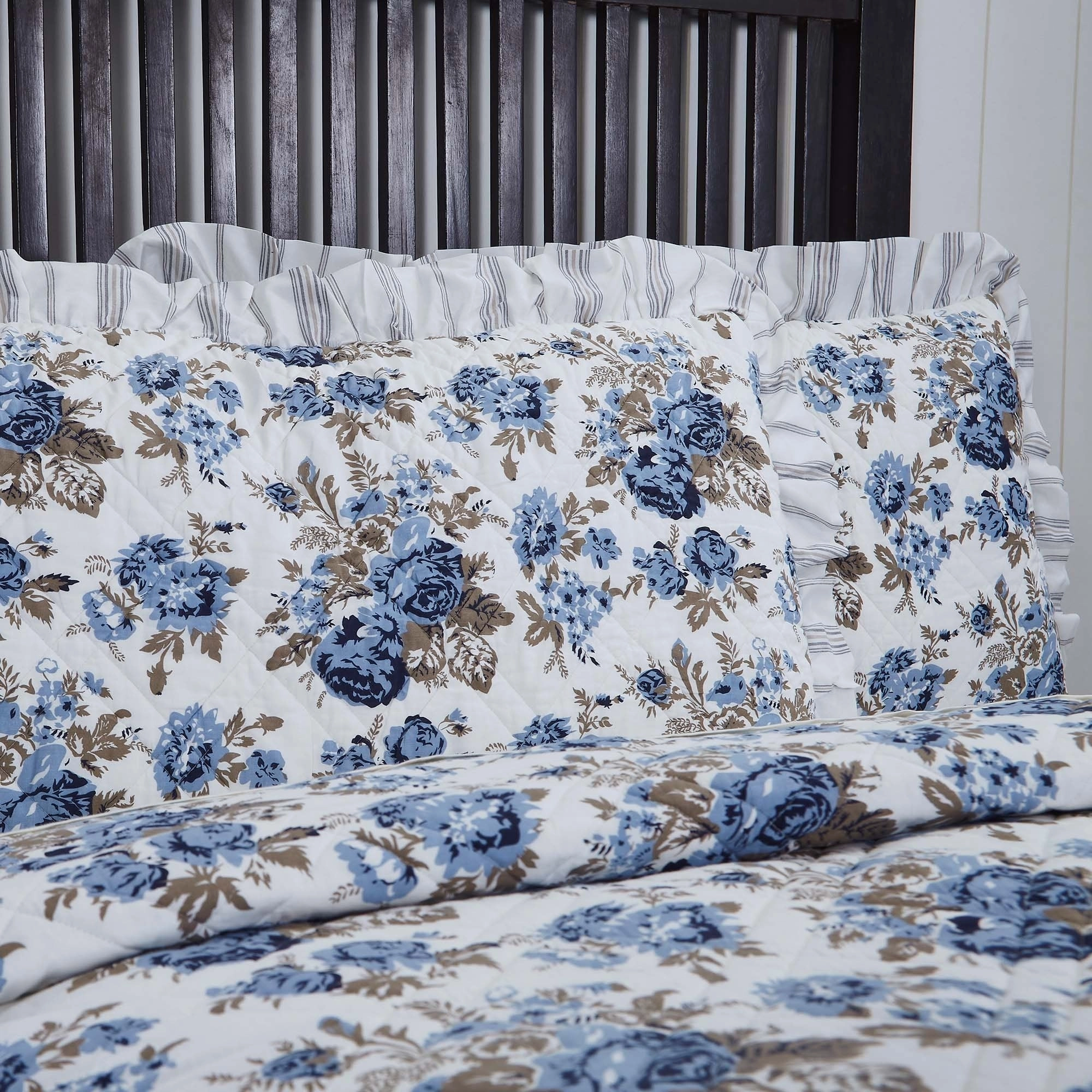 Annie Floral Sham - Blue or Portabella