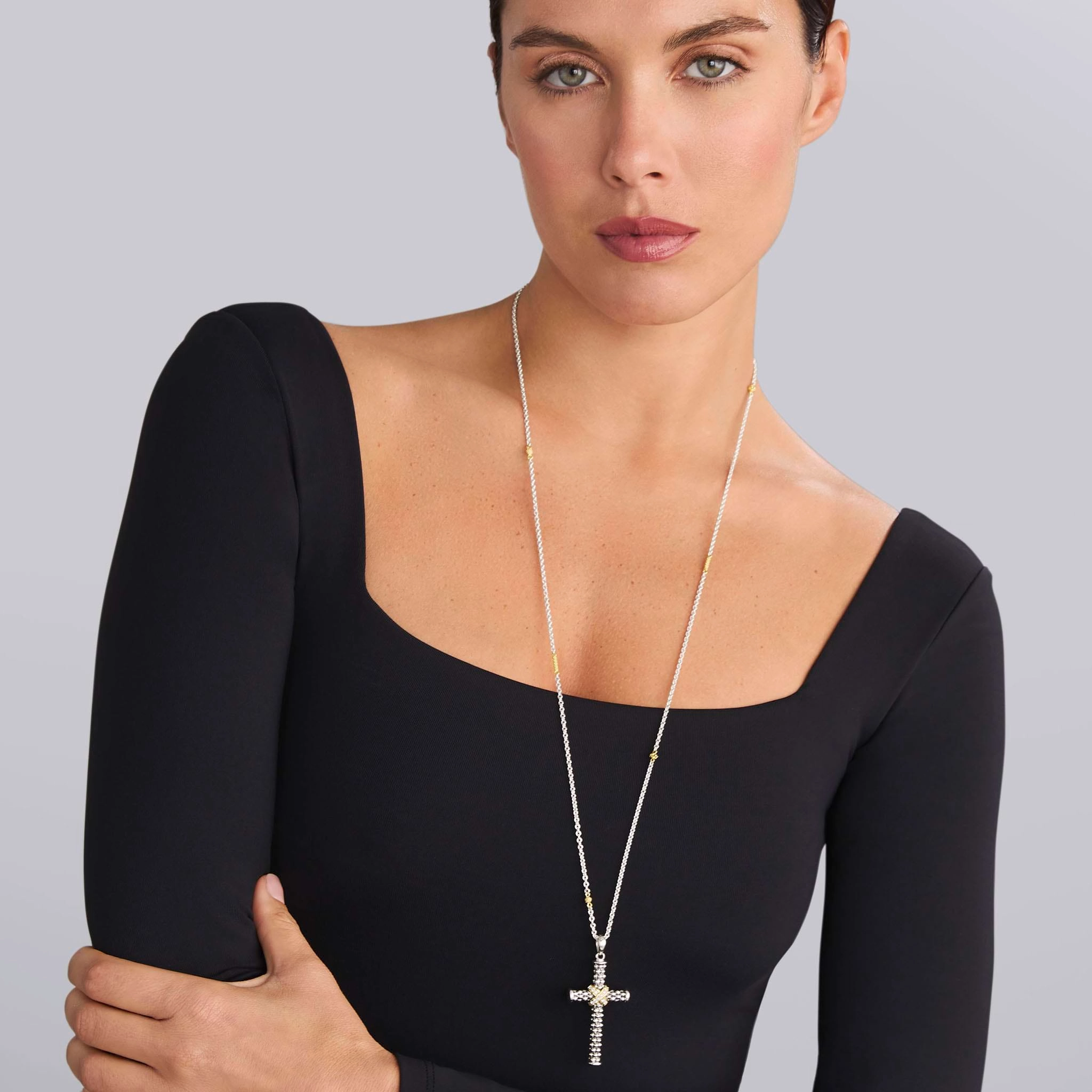 Anthem Large Two-Tone Diamond Cross Amulet