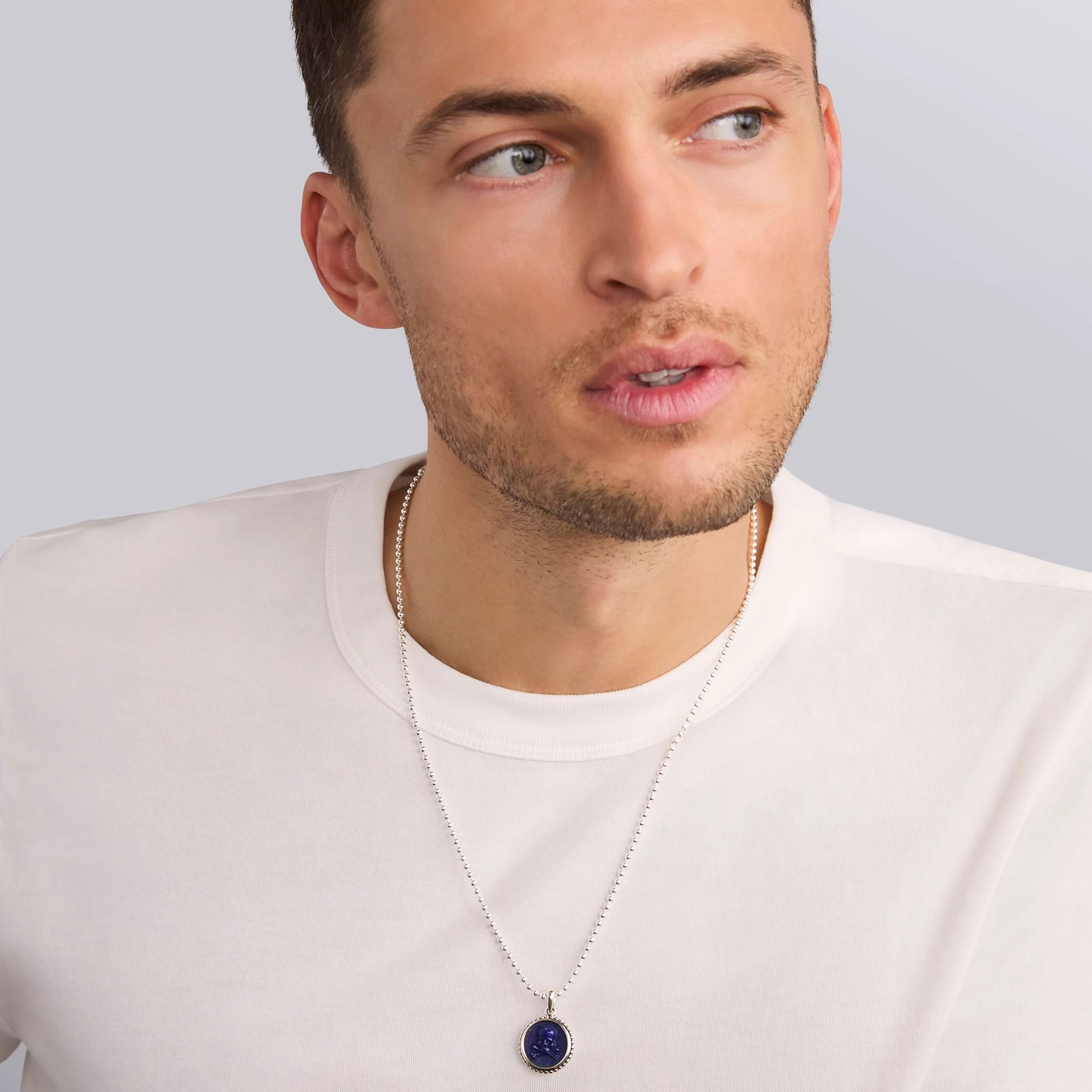 Anthem Small Lapis Skull Crossbone Amulet