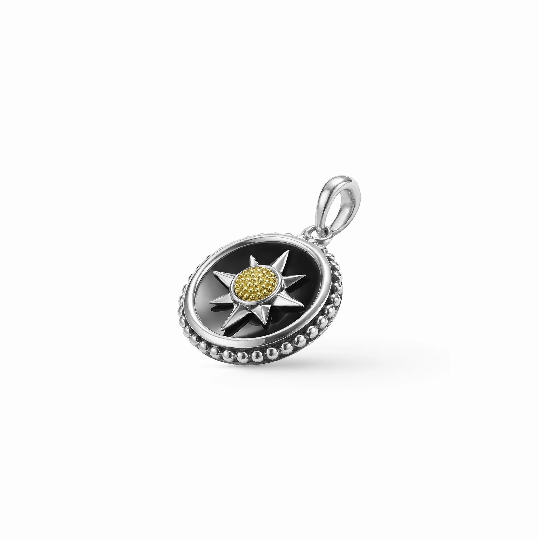 Anthem Small Two-Tone Black Agate Circle Burst Amulet