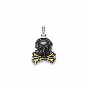 Anthem Two-Tone Black Agate Skull and Bones Amulet