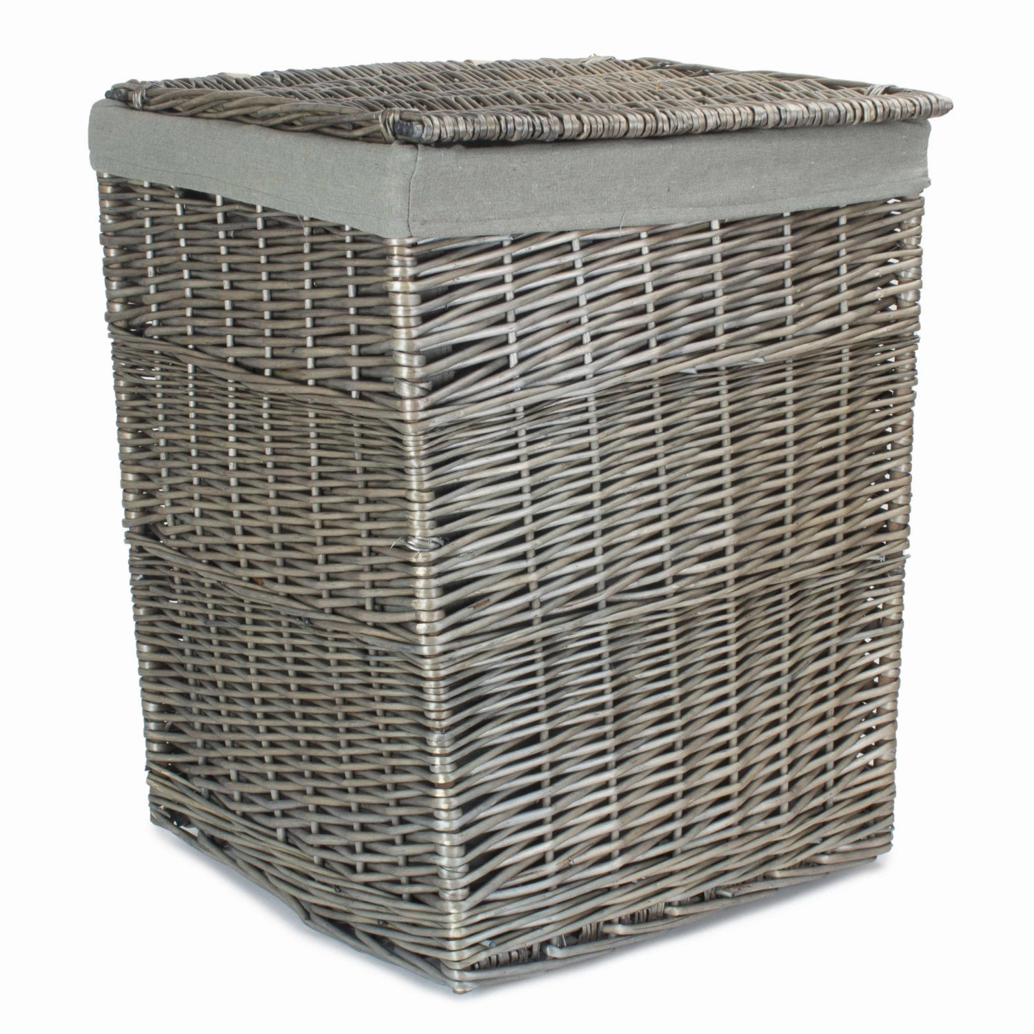 Antique Wash Willow Large Square Laundry Basket with Grey Sage Lining laundry organizer,dirty clothes basket,plastic laundry basket