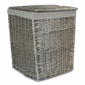 Antique Wash Willow Large Square Laundry Basket with Grey Sage Lining laundry organizer,dirty clothes basket,plastic laundry basket