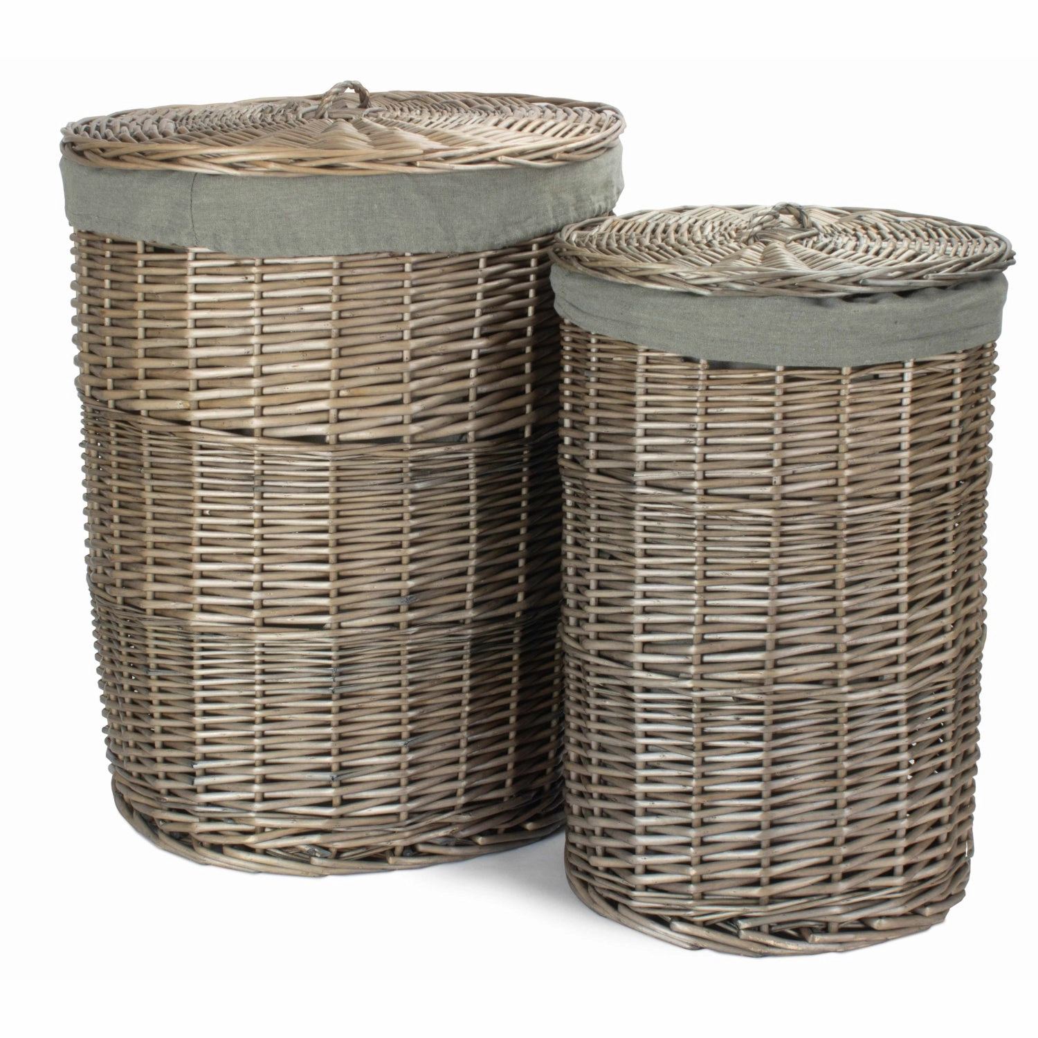 Antique Wash Willow Round Linen Basket with Grey Sage Set 2 laundry organizer,dirty clothes basket,plastic laundry basket