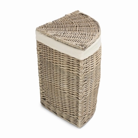 Antique Wash Willow Small Corner Linen Basket with White Lining laundry organizer,dirty clothes basket,plastic laundry basket