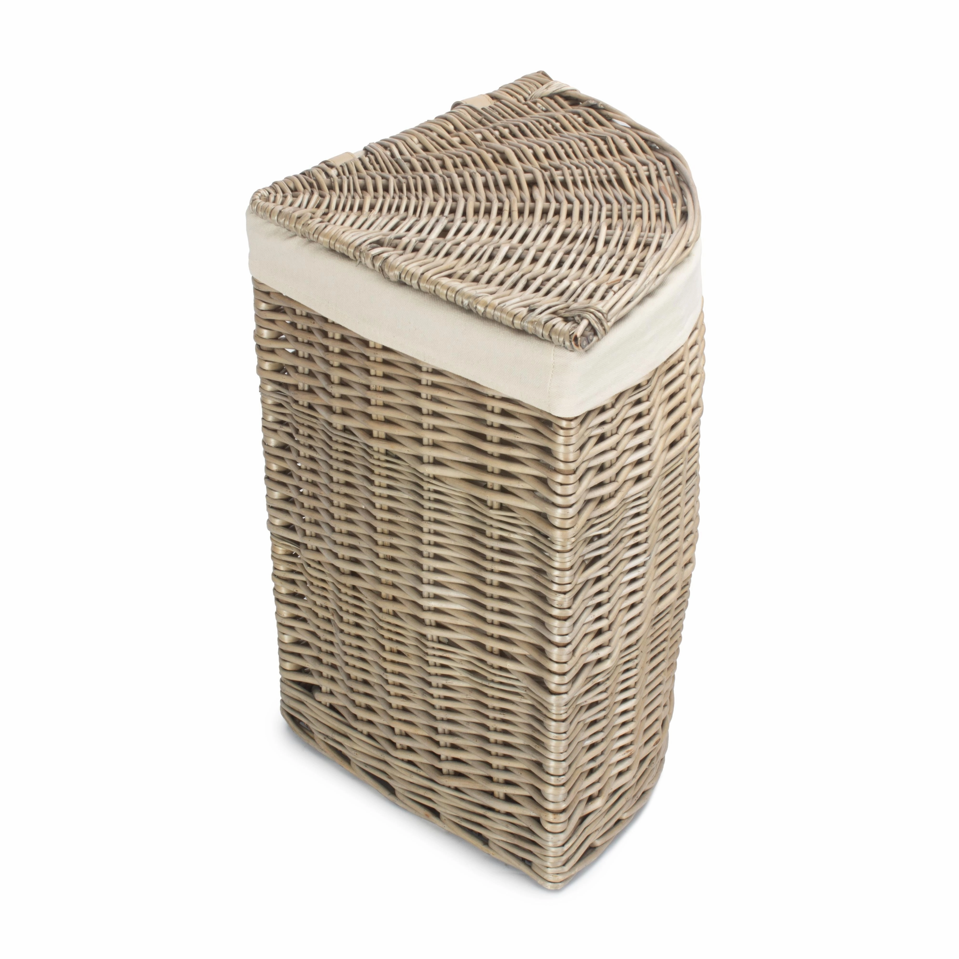 Antique Wash Willow Small Corner Linen Basket with White Lining laundry organizer,dirty clothes basket,plastic laundry basket