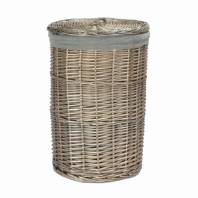 Antique Wash Willow Small Round Linen Basket with Grey Sage Lining laundry organizer,dirty clothes basket,plastic laundry basket
