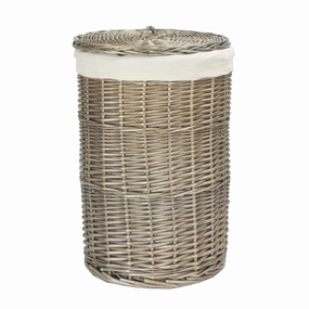 Antique Wash Willow Small Round Linen Basket with White Lining laundry organizer,dirty clothes basket,plastic laundry basket