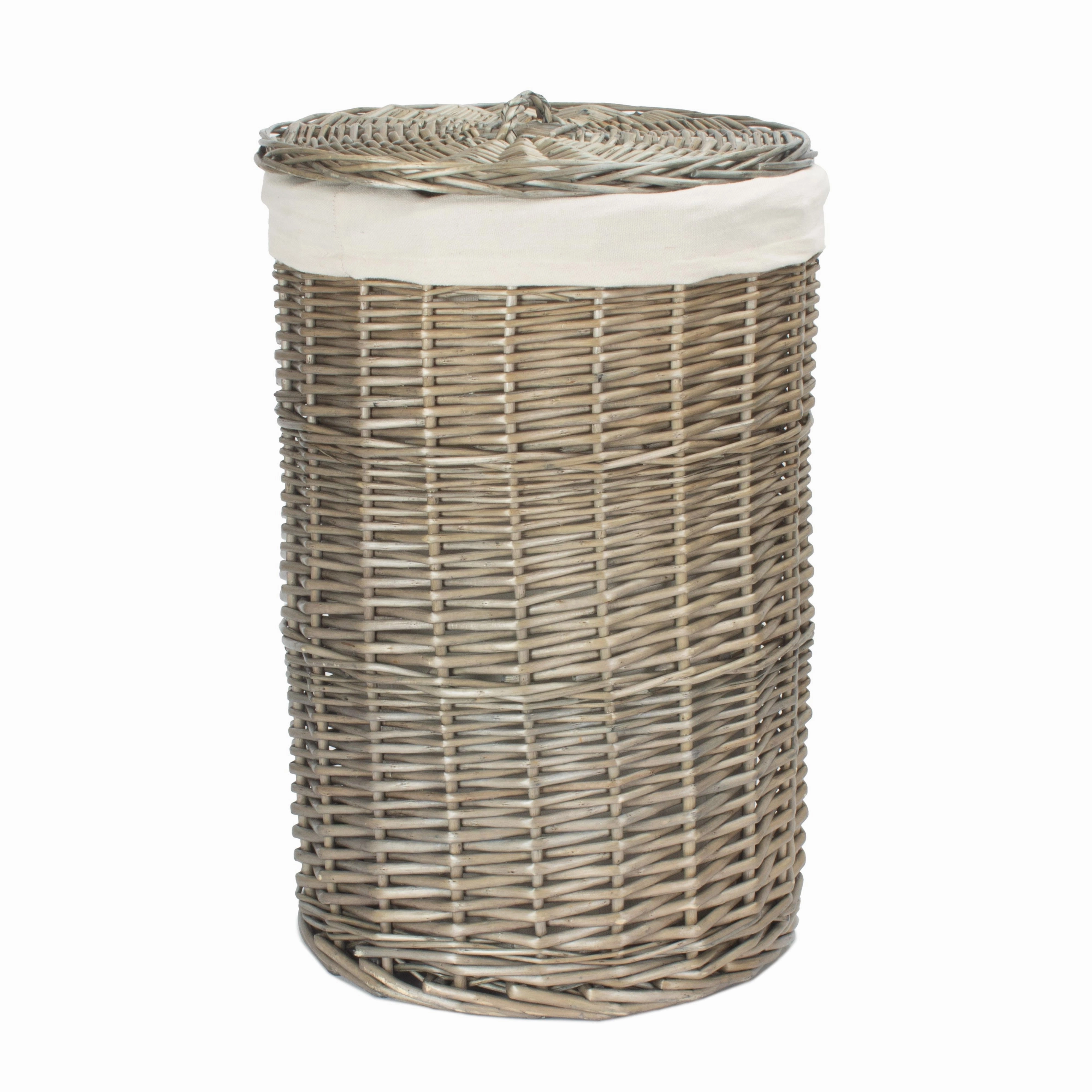 Antique Wash Willow Small Round Linen Basket with White Lining laundry organizer,dirty clothes basket,plastic laundry basket
