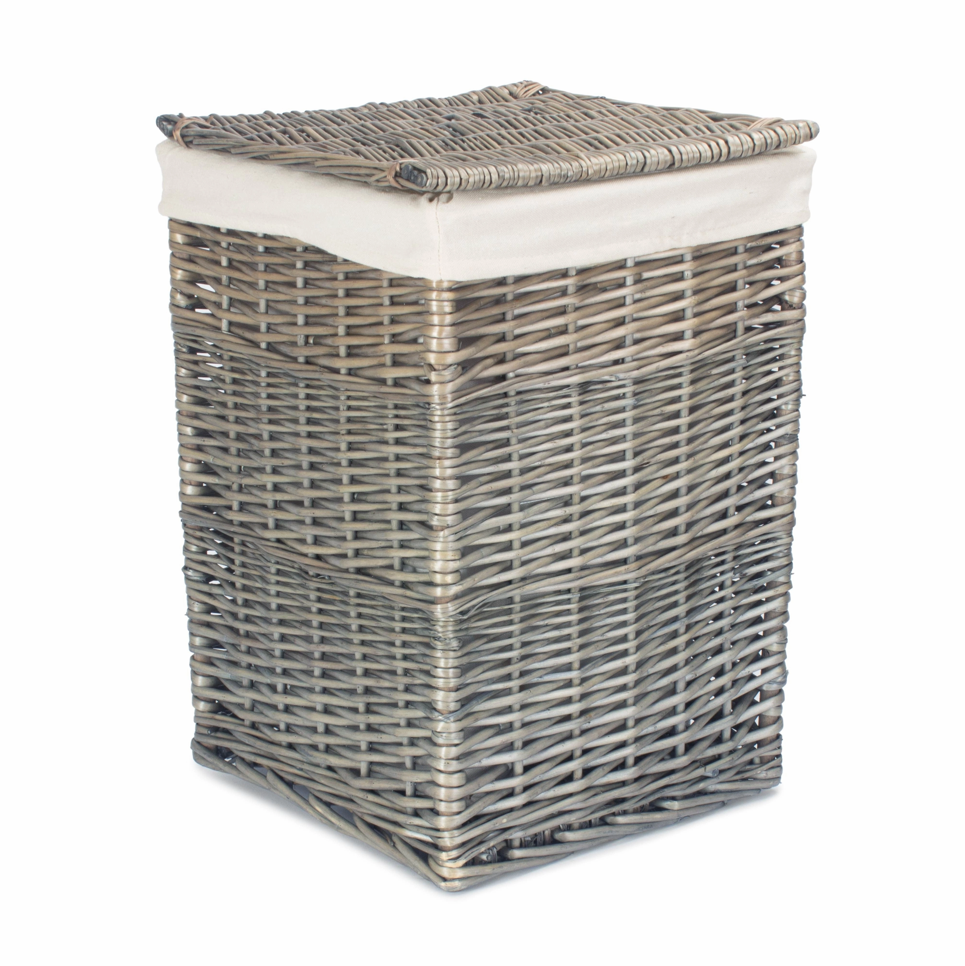 Antique Wash Willow Small Square Laundry Basket with White Lining laundry organizer,dirty clothes basket,plastic laundry basket