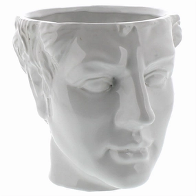 Apollo Ceramic Head Cachepot - White Vase,Ceramic Vase