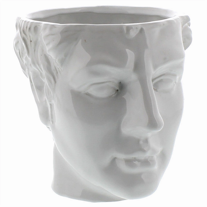 Apollo Ceramic Head Cachepot - White Vase,Ceramic Vase