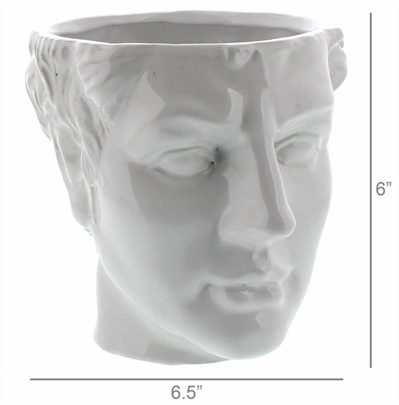 Apollo Ceramic Head Cachepot - White