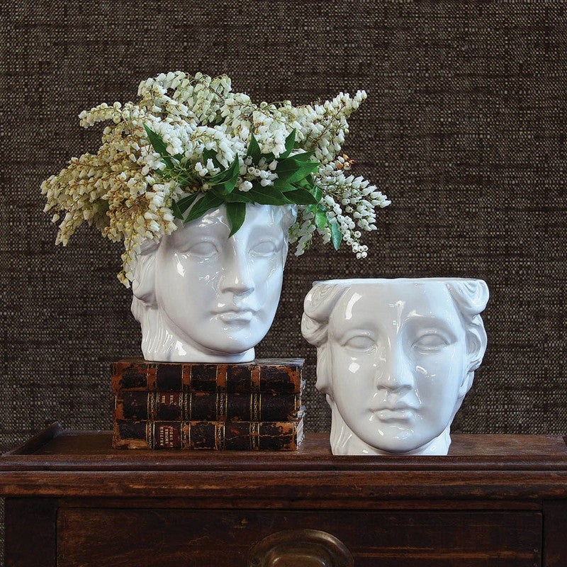 Apollo Ceramic Head Cachepot - White