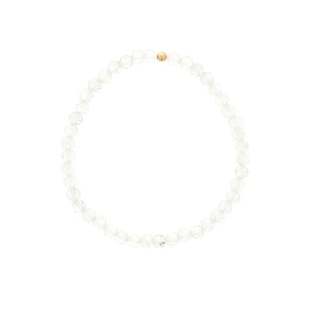 April Birthstone Bracelet: 4mm Faceted White Topaz Bracelet With Gold Filled Finishing Bead
