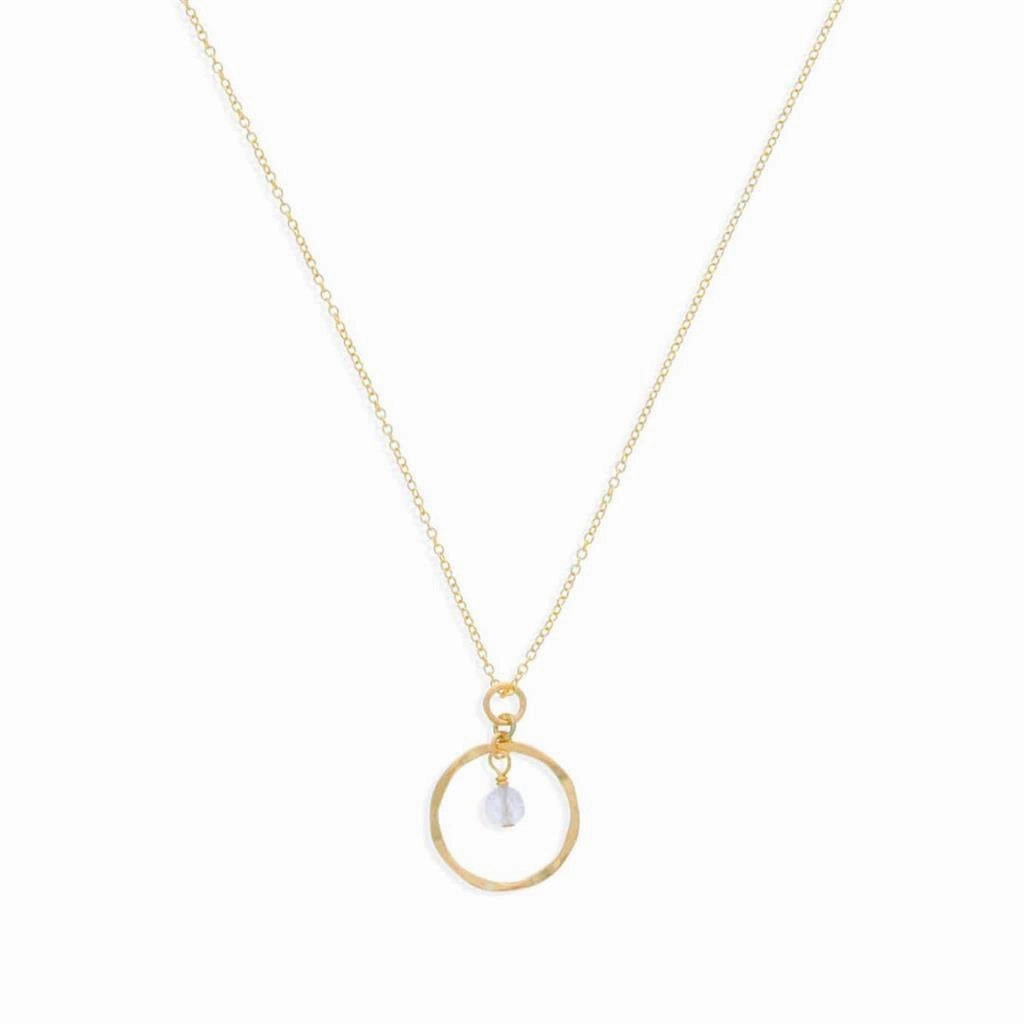 April Birthstone Necklace: Yellow Gold Filled Necklace With White Topaz Bead