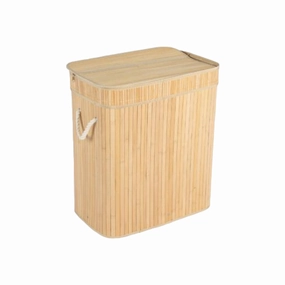 Aqua Bamboo Foldable Laundry Basket Double Rectangle Natural 15692 fabric hamper,portable laundry bin,laundry storage
