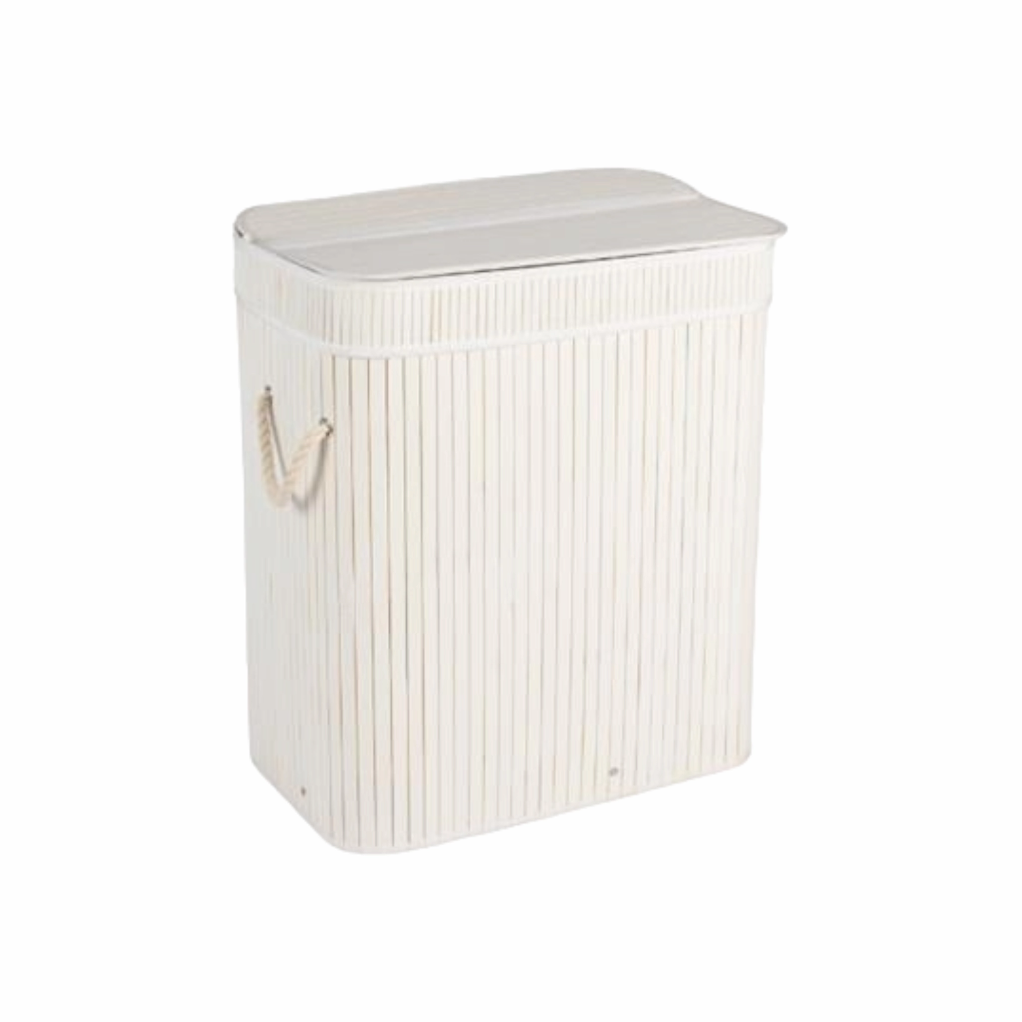 Aqua Bamboo Foldable Laundry Basket Double Rectangle White 15690 fabric hamper,portable laundry bin,laundry storage