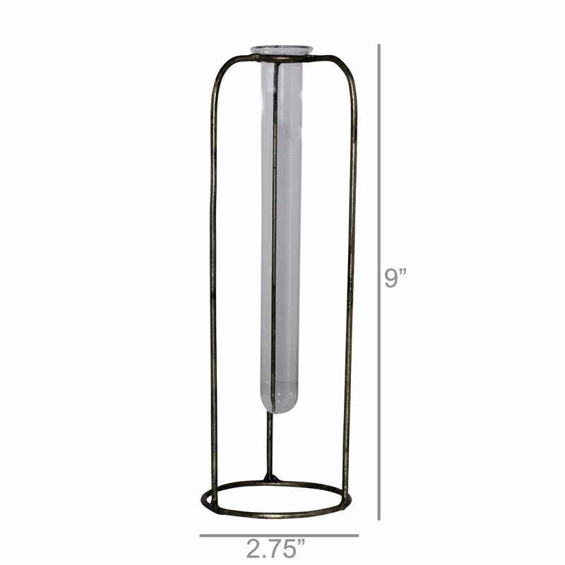 Archer Bud Vase, Glass and Metal